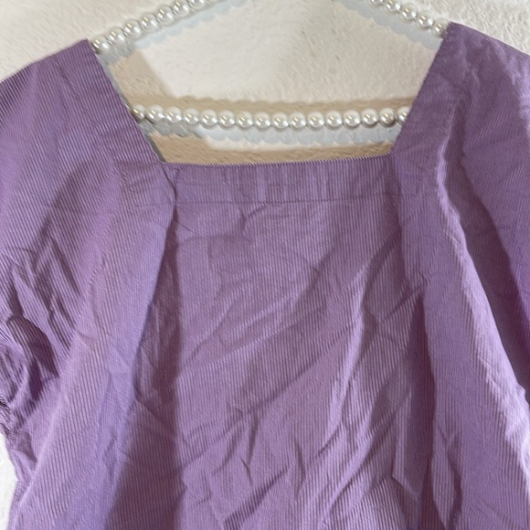 MADEWELL Square Neck Top in Purple & White Stripped Box Blouse Size Large - Picture 6 of 10